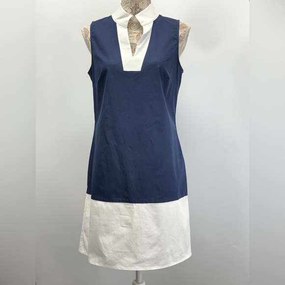 SAIL TO SABLE  Navy and White sleeveless color block Mini Dress size M - Picture 11 of 15